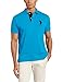 U.S. Polo Assn. Men's Slim Fit Solid Polo with Contrast Striped Underside Of Collar, Teal Blue, Large