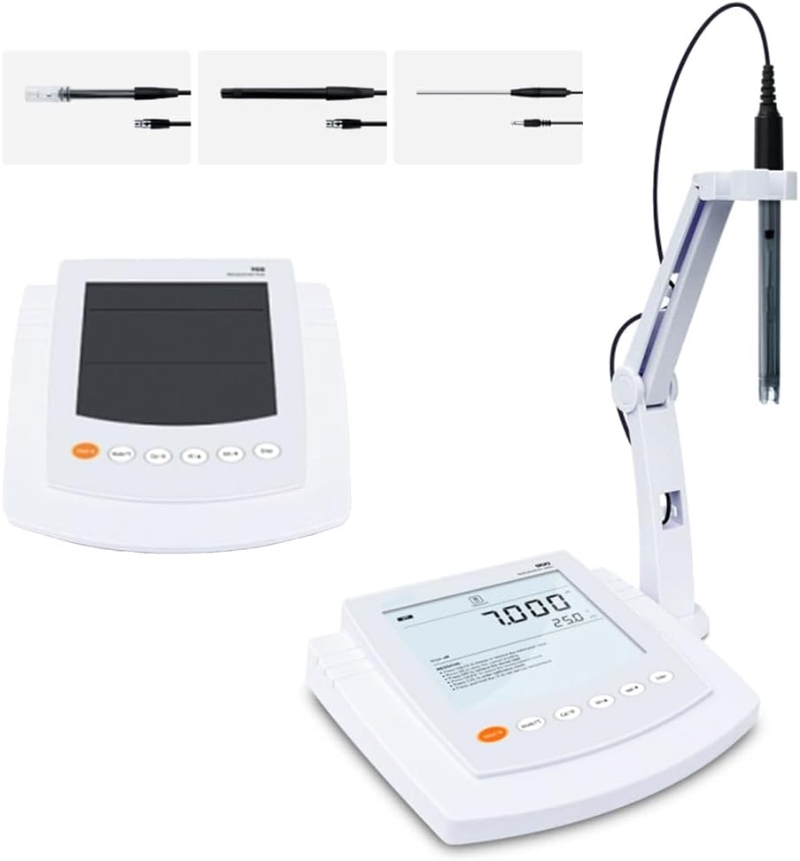 Lab Water Quality Meter for pH Conductivity Dissolved Oxygen with 500 Data Memory pH mV ORP Ion Concentration Conductivity USB Output Interface for Scientific Research Water Quality Testing