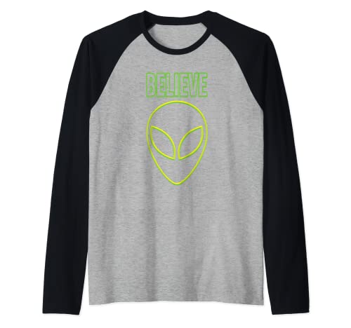 Retro Cool Believe Alien Area 51 Storm Area 51 Camisas Regalos Camiseta Manga Raglan