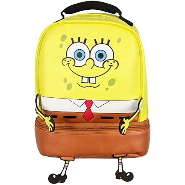 INTIMO Nickelodeon SpongeBob SquarePants Character Face Dual Compartment Lunch Box Bag 9