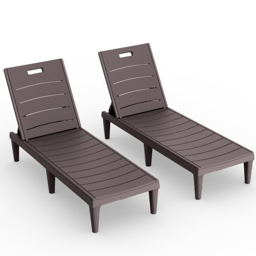 Devoko brown outdoor PP chaise lounge chair set