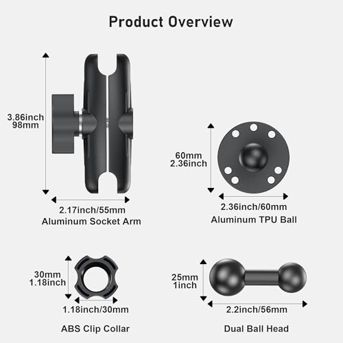 TeQable Industrial Tablet Mount for Truck&Vehicle, Heavy Duty Drill Base iPad Mount Holder for Car, Adjustable Aluminum Arm, Compatible w/ 4.7"-12.9" Devices, Perfect for Dashboard, Boats, Walls–Black by TeQable - Image 7