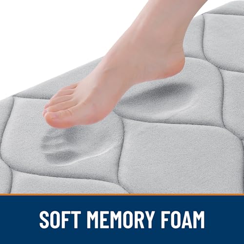 Image of Smiry Memory Foam Bath Mat 24x16, Ultra Soft Absorbent Bathroom Rugs | Light Grey, Plush Quick Dry and Machine Washable Cushion Bath Mats for Bathroom, Shower, Tub & Home Decor