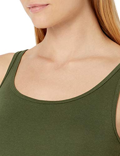 Amazon Essentials Women's Slim-Fit Thin Strap Tank, Pack Of 2, Dark Olive/Black, Medium #TOP3