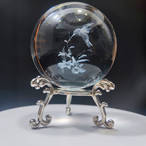 Verlian 3D Hummingbird Crystal Ball With Stand, Glass Paperweight Ball Laser Engraved Hummingbird Decorative Decor For Table(2.5In,60Mm) #TOP6