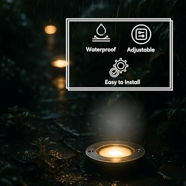 Ironsmith Lighting Products In Ground Well Light Fixture with Clear Cover - Adjustable Gimbal Ring, Clear Bulb Cover and Light Socket Kit Included, Halogen and LED Bulbs Support - Black