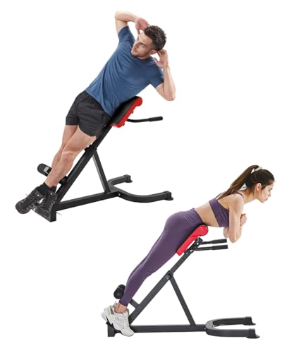 VEVOR Banco de Hiperextensión con Silla Romana, Máquina de Extensión Ajustable 136 kg, Equipo de Ejercicio Multifunción para Glúteos, Isquiotibiales, Espalda Baja y Abdominales, para Gimnasio