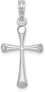 Colar de ouro branco 14k com ponta chanfrada cruz religiosa pingente latino elegante joias finas para mulheres presentes para ela