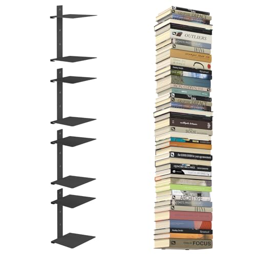 Mefirt Invisible Floating Bookshelves for Wall, 8 Tier Vertical Spine