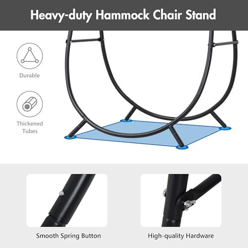 ANOW Hammock Swing with Stand Included, Outdoor Hanging Swing Chair with Stand and Removable Seat Cushion, Max 400 Lbs, Dark Grey by ANOW - Image 5