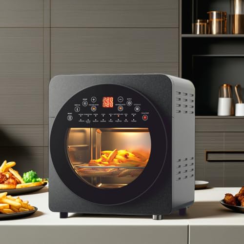 Forno ad Aria 14L con Doppio Riscaldamento e Display Touch â Air Fryer Oven Multifunzione in Acciaio, con Girarrosto, Timer Regolabile e Accessori Inclusi â Cottura Sana e Croccante Senza Olio - immagine 3