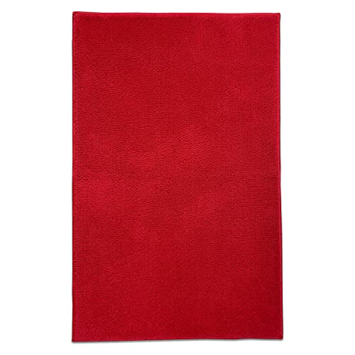 Image of Welspun Premium Bath Mats Small for Hall, Bedroom & Living Room | Solid Design | Anti Skid | High Durability | Stain Resistant | Machine Tufted | (2 x 2 ft Fts, Red)
