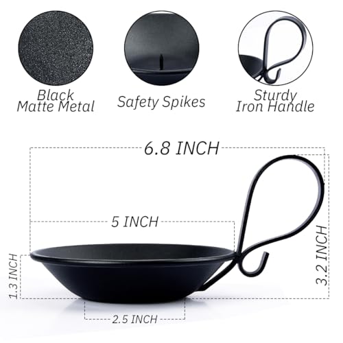AGLARY Matte Black Iron Pillar Candle Holder, with Handle, Simple Industrial Style ，Table Centerpiece Decoration，with Safety Spike. by AGLARY - Image 2