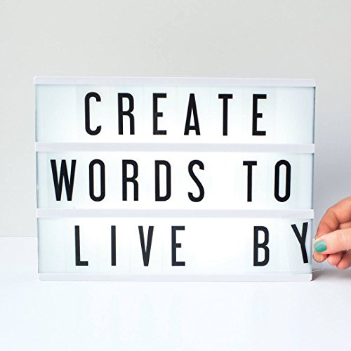 My Cinema Lightbox The Original LED Marquee Light Box with 100 Letters & Numbers, USB and Built-in Storage, A4 Size 9x12, Black Shell, Cool White Illuminated Sign