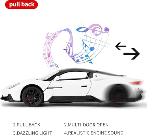 Image of 1:32 Scale Maserati Toy Car|Metal Pullback Diecast Car for Kids with Openable Doors, Sound|Light Effects Toy for Car Enthusiasts|Color As Per Available