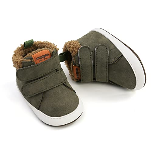 Finding the Best Boots for New Walkers: A Parent's Guide 15 HsdsBebe Baby Ankle Boots Infant Boys Girls Fleece Booties Anti-Slip Sole Sneakers Toddler Newborn Walking Crib Shoes(M2035 green,3)