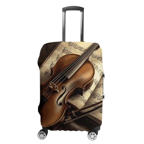Violin And Book Luggage Cover, Washable Elastic Suitcase Cover Protector Fit 18-32 Inch Luggage