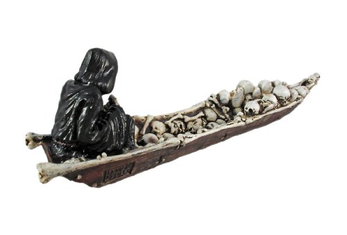 Dwk Grim Reaper Skull Boat Decorative Incense Holder | Grim Reaper Decoration Large Incense Burner | Skull Decor Gothic Bookshelf | Reaper Figurines - 10L #TOP3