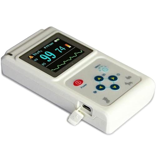 BLUEZY Tragbares Veterinär-Pulsfrequenzmessgerät, Veterinär-Pulsoximeter Mit Sonde Und USB-Kabel, Speicher- Und Wiedergabefunktion, Pulsfrequenzmessgerät Für Katzen/Hunde, Für Zuhause
