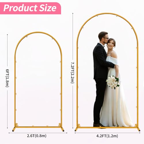 Soporte Arco de Metal para Fondo, Set de 2 Arcos Dorados 7.2x4FT y 6x2.6FT miniatura 2