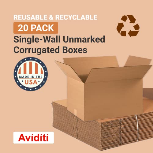 Aviditi 22 X 14 X 12" Corrugated Boxes 22"L X 14"W X 12"H, Pack Of 20 | Shipping, Packaging, Moving, Storage Box For Home Or Business, Strong Wholesale Bulk Boxes #TOP2