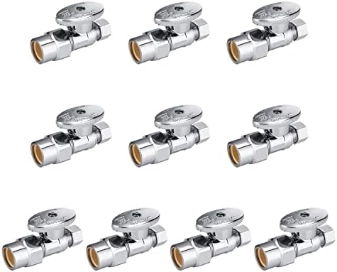 10 PCS Push Fit 1/4 Turn Angle Stop Valve Water Shut Off 1/2 Push X 3/8