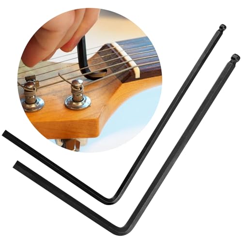 Hzopcw 2個 ギター トラス ロッド レンチ、4mm & 5mm メタル アレンレンチ マーティン ギター用、拡張ボールエンド トラス ロッド レンチ 六角棒 六角棒 ギター ナット ネジ調整用 - ブラック