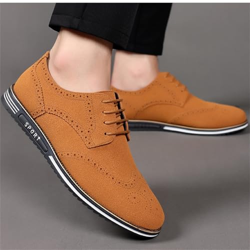 Men's Classic Suede Dress Shoes Fashion Pointed-Toe Lace-up Breathable Oxfords Shoes Business Office Wedding Formal Shoes4