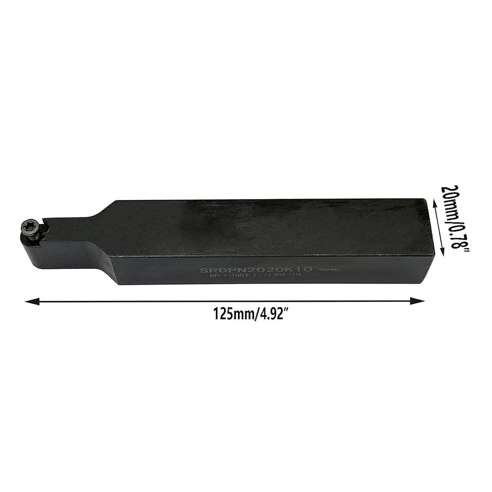 SRDPN 2020K10 20 mm 3/4" CNC Außen-Drehmeißelhalter + 10x RPMT10T3MOE Hartmetallschneidplatten, geeignet für Fein- und Mittelspanung, mit T15-Schlüssel, für RPMT10-Rundplatten