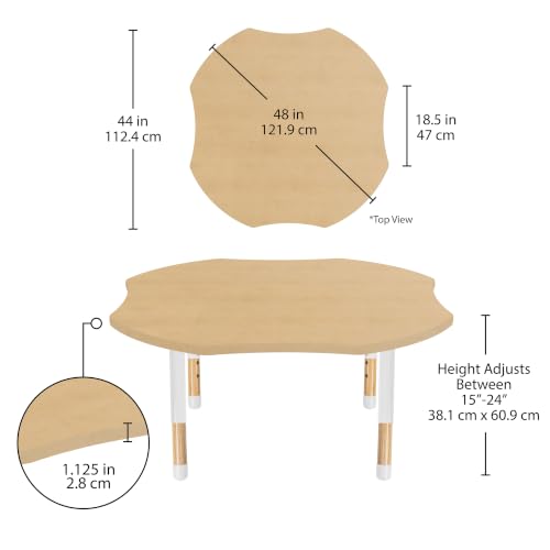 Image of 48 inch x 48 inch Clover Kids Classroom Table with Adjustable Chunky Wood Legs