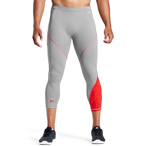 Mission X Wade Collection Men's Compression 3/4 Tights, Hex Orange/Grey, Large