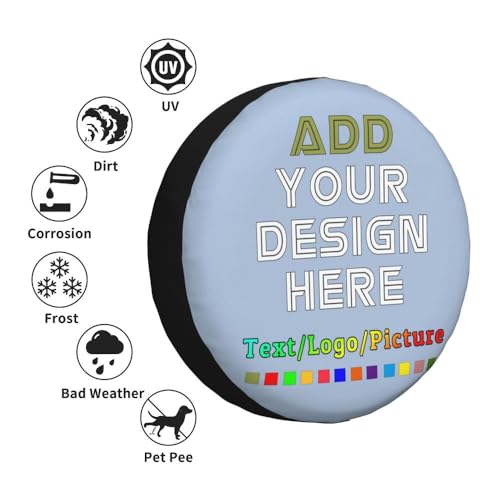 Image of Custom Spare Tire Cover, Personalized Text Image Waterproof Dust-Proof Universal Wheel Covers Protectors Fits Tire for Trailer RV SUV Truck Camper, LightSteelBlue