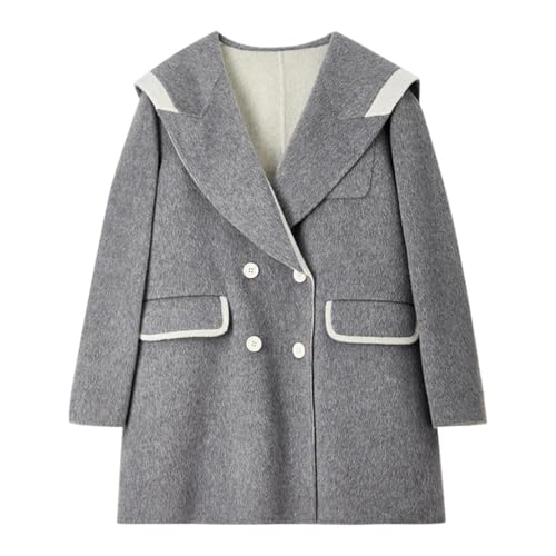 Image of Women Peacoat Wool Jackets Spliced Sailor Collar Double Breasted Warm Casual Coat Winter(Only Jacket)