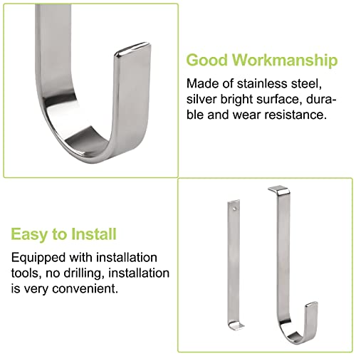 Image of Vinyl Siding Hangers, 10PCS Heavy Duty Stainless Steel Low Profile No Hole Hanger Vinyl Siding Hooks No Damage No Drill Hook for Hanging Outside Home or Holiday Decor