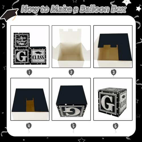 Image of Black and Silver Graduation Decorations Class of 2026 Balloon Boxes with inchGRAD inch and inchCLASS OF 2026 inch Letters Graduation Boxes for High School and College Announcements