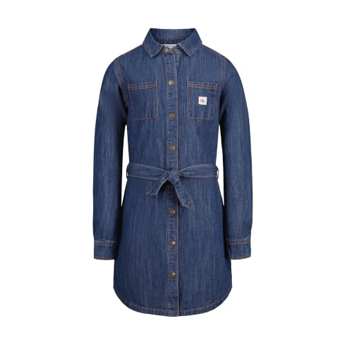 Image of Calvin Klein Girls' Short Sleeve Lightweight Chambray Denim Shirt Dress