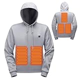 Heated Hoodies Unisex,Heated Sweatshirt Hooded Pullover Lightweight Warm USB Electric Outdoor Winter Puffer Jackets Grey