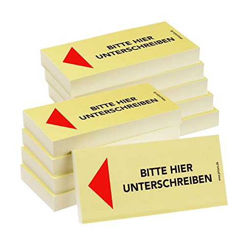 PRICARO Haftnotizen"Bitte hier unterschreiben", Pfeil links, 100 Blatt, 10 Stück Cover