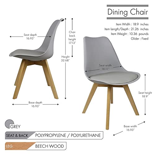 Image of Dream Furnishing - Set of 4 Scandinavian Modern Style Mid Century Modern Dinning Room Cafe Hotel Office Wooden Legs Chair (Grey)