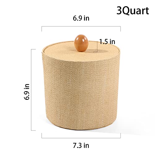 Sophinique Ice Bucket 3 Quart,Double Walled Ice Bucket, Insulated Faux Leather Ice Bucket, Natural Fabric Home Decorative Ice Bucket, Best For Home, Guest Rooms And Bar (Natural) #TOP1