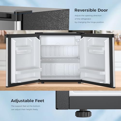 Image of Antarctic Star 1.7 Cu.Ft Compact Refrigerator with Freezer,Adjustable Thermostat,Removable Glass Shelf,Single Reversible Door Mini Fridge for Bedroom,Office,Dorm,Silver