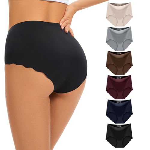 El Mejor Listado de Calzones de Mujer de Moda los mejores 5. 46 GALASALA Ropa Interior Mujer, 6 Pcs Calzones de Mujer, Calzones sin Costuras para Mujer, Seda Helada Invisible Braguitas Invisibles, Suave como la Seda, Cómoda y Adecuada para Uso...