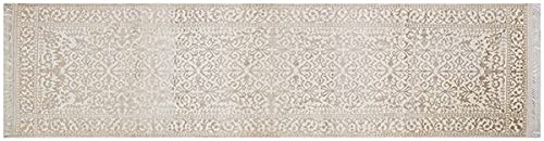 Chemin de table fait main Versailles ivoire en tissu d'exception pour table de prestige