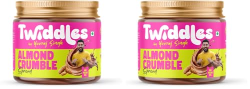 Image of Twiddles by Yuvraj Singh Almond Crumble Chocolate Spread,250G(Crunchy) - Made With 50% California Almonds & Seeds |16G Protein|70% Less Sugar|No Palm Oil|No Preservatives|Tastiest bread Spread