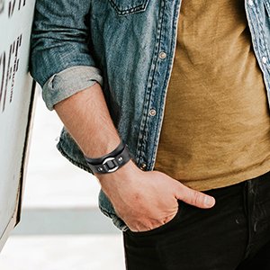 Aroncent 3Pcs Unisex Black Brown Metal Spike Studded Punk Rock Biker Wide Strap Leather Bracelet #TOP4