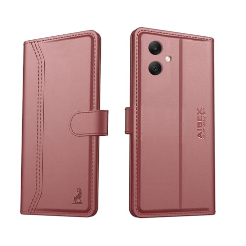 Image of AIBEX Compatible for Samsung A05 / Samsung F05 / Samsung M05 Flip Cover Leather Finish | Inside TPU with Card Pockets | Wallet Stand | Complete Protection Flip Case - Brown