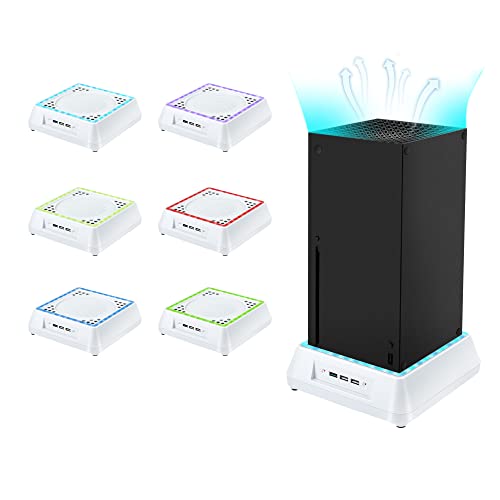 Tolesum Ventilador de Refrigeración para Xbox Series X, Soporte de Refrigeración con LED, 4 Ventiladores Turbo Grandes y Sistema de Refrigeración de Velocidad de 3 Niveles para Xbox Series X- Blanco Cover