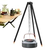 調理用キャンプ三脚 - ストーブ三脚 | 高耐久クッキンググリルラック、グリル用品、多目的ハイキングキャンプファイヤースタンド、チェーン付きポータブル、家族のお出かけ、