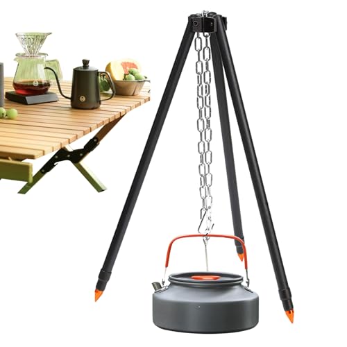 Trípodes Grill - Robusto, colgante para fogata, trípode grande, portátil, maceta exterior duradera, altura ajustable, para camping familiar, picnics, fiestas, etc