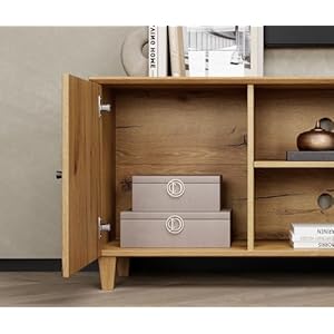 Wampattvstandfor75inchtv70inchmidcenturymodernwoodentertainmentcenterwithdoorwidemediaconsoletablewithadjustablestorageshelvesforlivingroombedroomoakbrown Urban Country Home Decor Wampat tv stand for 75 inch tv 70 inch mid century modern wood entertainment center with door wide media console table with adjustable storage shelves for living room bedroom oak brown urban country home decor